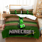 3D Skaitmeninės spaudos trijų dalių Minecraft žaidimo vaiki&scaron;kas animacinis antklodės komplektas AU Sing140*210cm