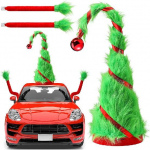 43,4'' Kalėdinė žalia pliu&scaron;inė kepurė su rankomis Lauko automobilio dekoracija Automobiliams Mielas juokingas didelis žalias Kalėdinis automobilio dekoras Tinka daugumai Green Plush Hat green