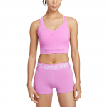 Nike Pro Lengvas Greitai Džiūstantis Vienspalvis Sportinis Topas Moteri&scaron;ki vir&scaron;utiniai drabužiai &Scaron;viesiai Rožinis IB9415-503 XS