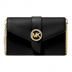 Michael Kors MK Pakabukas Raidės Logotipas Atvartas Vienspalvis Grandinėlė Kasdienis Odinis Crossbody Peties Krep&scaron;ys Moteri&scaron;ki krep&scaron;iai Juodas 32S0G00C6L-001 Basic Set (Bag+Dust Bag)