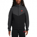 Nike Sportswear Tech Fleece striukė vyri&scaron;ka Juoda/Tamsiai dūminė pilka/&Scaron;viesiai raudona FB7922-013 L