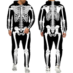 Helovino Cosplay Skeleton Splanchna 3D All Over Print Užtrauktuku sportiniai kostiumai Vyri&scaron;ki kelnės su gobtuvu 2 vnt. rinkinys Streetwear kostiumai 6XL gray