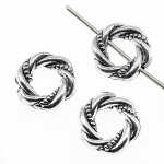 20 vienetų tarpikliai papuo&scaron;alai moteri&scaron;ki Medžiagos amatams Mažos skylutės tarpikliai karoliukai 11x11mm Skylės dydis 1mm B13762 antikinės sidabrinės spalvos