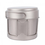 Lixada Ultralight Titanium Cookset Outdoor Camping indų rinkinys 1100 ml puodo ir 350 ml keptuvės su 1100ml pot with 350ml pan