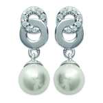 Les Tr&eacute;sors De Lily [K2433] - Boucles Argent 'Sissi' blanc argent&eacute; (rhodi&eacute;) - 17x6 mm