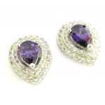 Les Tr&eacute;sors De Lily [M9902] - Boucles Argent 'Sissi' blanc am&eacute;thyste