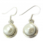 Les Tr&eacute;sors De Lily [P3782] - Boucles Argent 'Perla' ivoire argent&eacute; -  13 mm