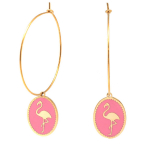 Les Tr&eacute;sors De Lily [Q2472] - Cr&eacute;oles cr&eacute;ateur acier 'Flamant Rose' rose dor&eacute; - 33 mm- 18x14 mm