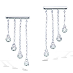 Les Tr&eacute;sors De Lily [Q4074] - Boucles argent 'Sissi' blanc argent&eacute; (rhodi&eacute;) - 25x10 mm