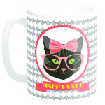 Les Tr&eacute;sors De Lily [Q3378] &ndash; Keraminis puodelis &bdquo;Happy Cat! ' pūlingas (Pagaminta Prancūzijoje) - 9. 5x8 cm oranžinė