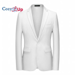 Cozy Up vyri&scaron;kas laisvalaikio &scaron;varkas Slim Fit sportinis paltas verslo kostiumo striukės su vienu mygtuku M balta