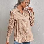 blusas mujer de moda 2022 m. vasarą margintas &scaron;ifonas &scaron;ilkas Moteri&scaron;ki mar&scaron;kiniai Moteri&scaron;ki mar&scaron;kiniai Palaidinės palaidinės ilgomis rankovėmis Pra&scaron;matni moteris S chaki