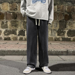 Vyri&scaron;ki džinsai plačiomis kojomis 2024 m. Y2K Baggy Oversized Oversized Denim Hip Hop Streetwear Korėjieti&scaron;kos kelnės Vintažinės bėgimo kelnės su rai&scaron;teliu Džinsai Vyri&scaron;ki sportiniai kelnės XL tamsiai pilka spalva