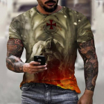 Flag Warrior Paladin Vasaros mados vyri&scaron;ki mar&scaron;kinėliai, laisvalaikio 3D spausdinimas, vyri&scaron;ki gatvės vir&scaron;utiniai drabužiai trumpomis rankovėmis 6XL