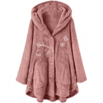 Moteri&scaron;kas žieminis paltas Storas &scaron;iltas terminis ilgomis rankovėmis sagos Pliu&scaron;iniai drugeliai Jaukus katės ra&scaron;tas žieminis paltas su gobtuvu lauke 3XL kava