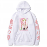 Anime Demon Slayer Kanroji Mitsuri Megztiniai ilgomis rankovėmis Y2K Drabužiai Unisex Japonija Manga Grafikos megztiniai džemperiai S balta