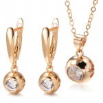 Kinel Rose Gold spalvos Orb pakabukas karoliai auskarai, kasdien lengvai derantys dailių papuo&scaron;alų rinkinys