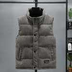 Nauja liemenė striukė Vyri&scaron;ka rudens žiemos &scaron;ilta be rankovių palto stovas apykaklė pamink&scaron;tinta liemenė Velveta Darbo apranga Vyri&scaron;ki drabužiai 5XL 4XL (85-95kg) pilka spalva