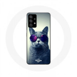 Coque pour Samsung Galaxy A13 5G Chat Lunettes violettes Style