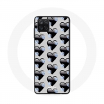 Coque pour Samsung Galaxy A22 4G Fond de coeurs noirs