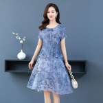 Moteri&scaron;ka &scaron;ifoninė suknelė didelio dydžio vasaros vintažinė netikra dviejų dalių marginta iki kelių A formos suknelė XL