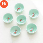 6 vnt / rinkinys biuro arbatos puodelis Creative Celadon 3D žuvies arbatos puodeliai tra&scaron;kantys glazūruoti kelioniniai arbatos dubuo Porcelianiniai Kung Fu vandens puodeliai Gėrimų indai