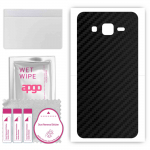 apgo Protective Skin Sticker for the back compatible with Samsung Galaxy J3 (2016), Wrap Film, Foil, Vinyl - Pattern Carbon Black