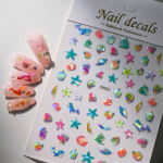 1 vnt. Vasaros paplūdimio blizgus delfinas kriauklė jūrų žvaigždė nagų dailės lipdukas vandenynas medūza kriauklė žvaigždė burbulas dizainas slankiklis manikiūro lipdukai