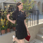 Moteri&scaron;ka didelio dydžio Cheongsam suknelė Juoda suknelė