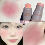 Blush Stick Dviejų galų ekspansyvi spalva Natūralus ilgai i&scaron;liekantis matinis makiažas Vienspalvis kreminis Rouge skaistalų lazdelė 03