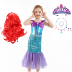 Mažosios undinėlės princesės kostiumas mergaitėms, vaiki&scaron;ka Cosplay suknelė + perukas + aksesuarai Apranga vaikams Helovino karnavalo gimtadienio vakarėliui 110