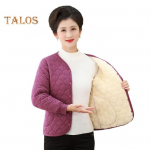 Vidutinio amžiaus moterų &scaron;varkas plius dydžio sutir&scaron;tas flisinis V formos i&scaron;kirptė vienaeilis lieknas ilgomis rankovėmis &scaron;iltas ki&scaron;enės motinos apatinis paltas S juoda