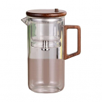550/750ml Arbatinukas su infuzoriumi Medinė rankena Arbatinukas Borosilikatinio stiklo arbatinukas Vandens atskyrimas 750ML gryna