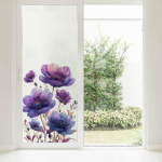 Stiklo lipdukas Violetinės gėlės Sienos lipdukas, Madingas, Eleganti&scaron;kas, Nuimamas &bdquo;Pasidaryk pats&ldquo; gėlių menas
