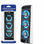 Patobulintas au&scaron;inimo ventiliatorius su LED ap&scaron;vietimu, Tyli ir efektyvi au&scaron;inimo sistema, 2 ventiliatoriaus greičiai, 3 maži ventiliatoriai, USB 3.0 prievadas PlayStation5 skaitmeninei ir diskų versijoms 21.2*14.2*6.6cm balta/juoda