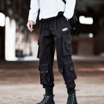 Moterys Vyri&scaron;ki Cargo Kelnės Juostelės Ki&scaron;eninis Jogger Elastingas Juosmuo Auk&scaron;tas Streetwear Harajuku Punk medvilninės kelnės L