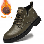 Natūralios odos vyri&scaron;ki Oxford batai Rudens žiemos vyri&scaron;ki aulinukai &Scaron;ilti su kailiu Plus Retro batai Vyri&scaron;ki patogūs laisvalaikio vintažinio stiliaus batai 44