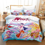 Winx patalynės komplektas Vieno Dydžio Dvivietis Pilnas Karalienės Karali&scaron;ko Dydžio Lovos Komplektas Suaugusios Mergaitės Miegamasis Antklodės Užvalkalų Komplektai 3D Spauda Anime Kawaii AU Double 180x210cm