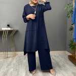 Ramadano dviejų dalių rinkiniai mar&scaron;kiniai, suknelės, kelnės, moteri&scaron;ki musulmonų rinkiniai, mar&scaron;kiniai, palaidinė, &bdquo;musulman&ldquo; ansambliai Maroko kaftano suknelė XXXXXL mėlyna