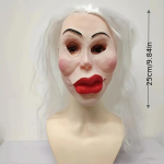 Juokinga plastinės chirurgijos baisi merginos kaukė, vaidmenų kostiumo rekvizitas One size balta