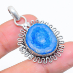 Blue Solar Quartz Handmade 925 Sterling Silver Jewelry Pendant 1.65 u6u61