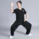 Tai Chi kostiumai vyrams ir moterims Pavasario ir vasaros pasirodymų kostiumai Praktiniai kostiumai Kovos menų kostiumai Tai Chi kostiumai Kinų stiliaus L juoda