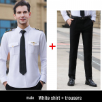 Laivyno piloto ilgomis rankovėmis mar&scaron;kiniai: Unisex stiuardesės ir kapitono profesionali uniforma 5XL