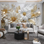 3D stereofoninis baltas paprastas ekrano užsklanda marmuro gėlės fototapetas gyvenamasis kambarys restoranas namų dekoras sienų tapyba 200 cm(W) x 140 cm(H)