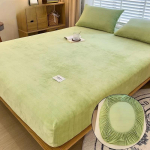 Soft Warm Plush Fitted Sheet Elastic Mattress Cover Winter Warm Plush Mattress Protective Cover Winter Double Bed Bedding Bedcover Only a Sheet 90x200cm Only A sheet
