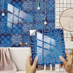 10 vnt/komplektas Dream Blue Plytelių lipdukas Virtuvės Backsplash Aliejui atsparus vonios kambarys Neper&scaron;lampamas namų dekoras Sienų lipdukai Peel Stick Meno freska 10cmX10cmX10pcs
