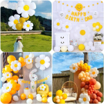 Daisy balionai Didžiulė balta gėlė Daisy folija Mylar balionai Boho dekoracijos