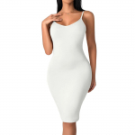 Moteri&scaron;kos aptemptos seksualios vienspalvės liemenį pakeliančios klubus ir pilvuką formuojančios kūno spalvos suknelės L