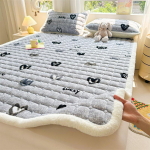 Milk Velvet medvilninio čiužinio pagalvėlė naudojimui namuose, žieminis koralų aksominis čiužinys &scaron;ilumai ir tankinimui 150x200cm &scaron;viesiai pilka spalva