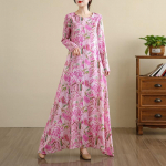 Ilgomis rankovėmis plius dydžio medvilninė vintažinė gėlėta naujiena suknelės moterims kasdienė laisva pavasario vasaros rudens suknelė XL